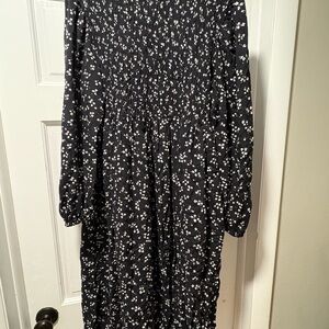 a new day Black and White Floral Long Sleeve Dress